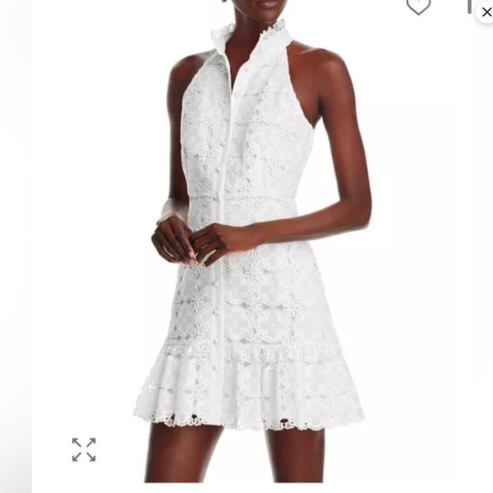 Aqua White Lace Mini Dress